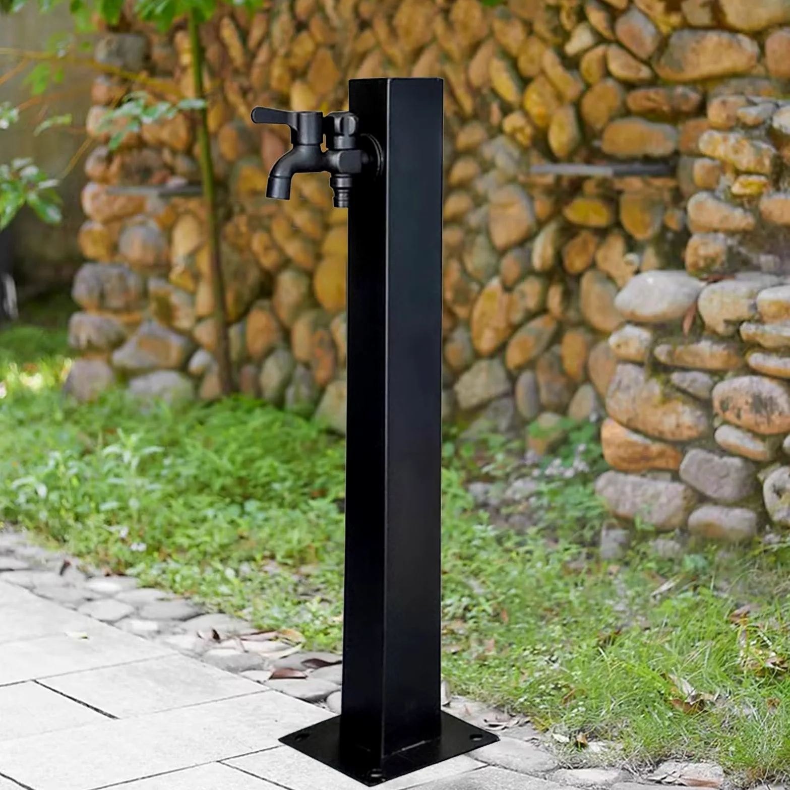 Colonna d'acqua da giardino in acciaio inossidabile per esterni, rubinetto verticale per giardino con supporto per tubo flessibile indipendente, rubinetto per cortile esterno antigelo antigelo(Height: