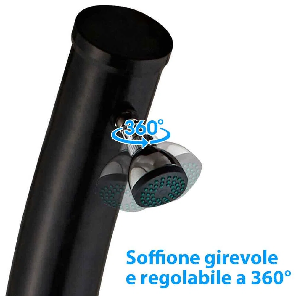 BAKAJI Doccia Solare per Giardino Piscina Esterno Campeggio Serbatoio 20Lt con Soffione Regolabile Miscelatore Acqua Calda Attacco Tubo da Giardino Dimensione 214 x 11,5 x 11,5 cm