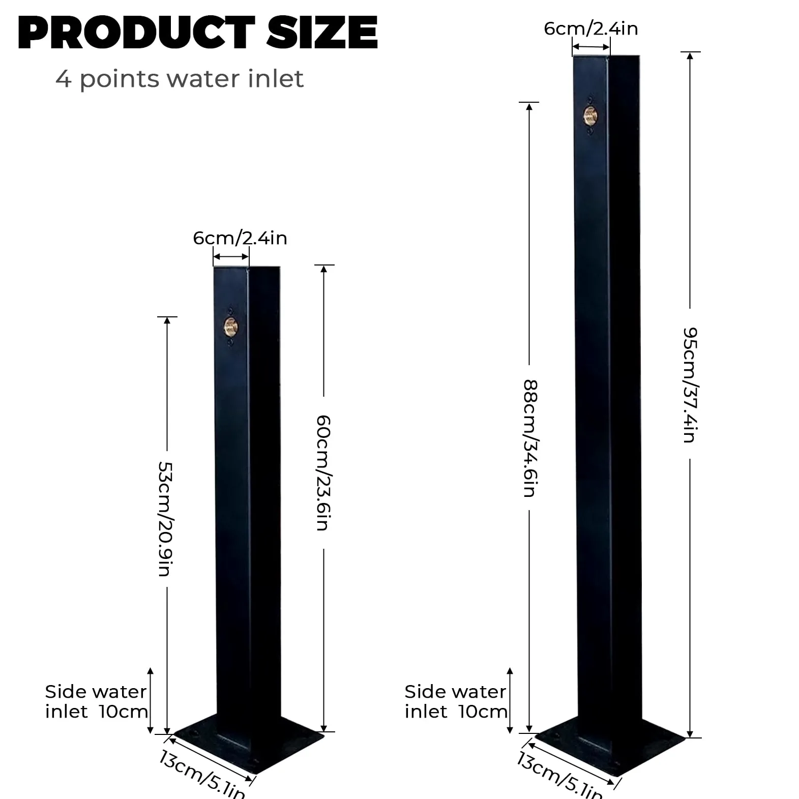 Colonna d'acqua da giardino in acciaio inossidabile per esterni, rubinetto verticale per giardino con supporto per tubo flessibile indipendente, rubinetto per cortile esterno antigelo antigelo(Height: