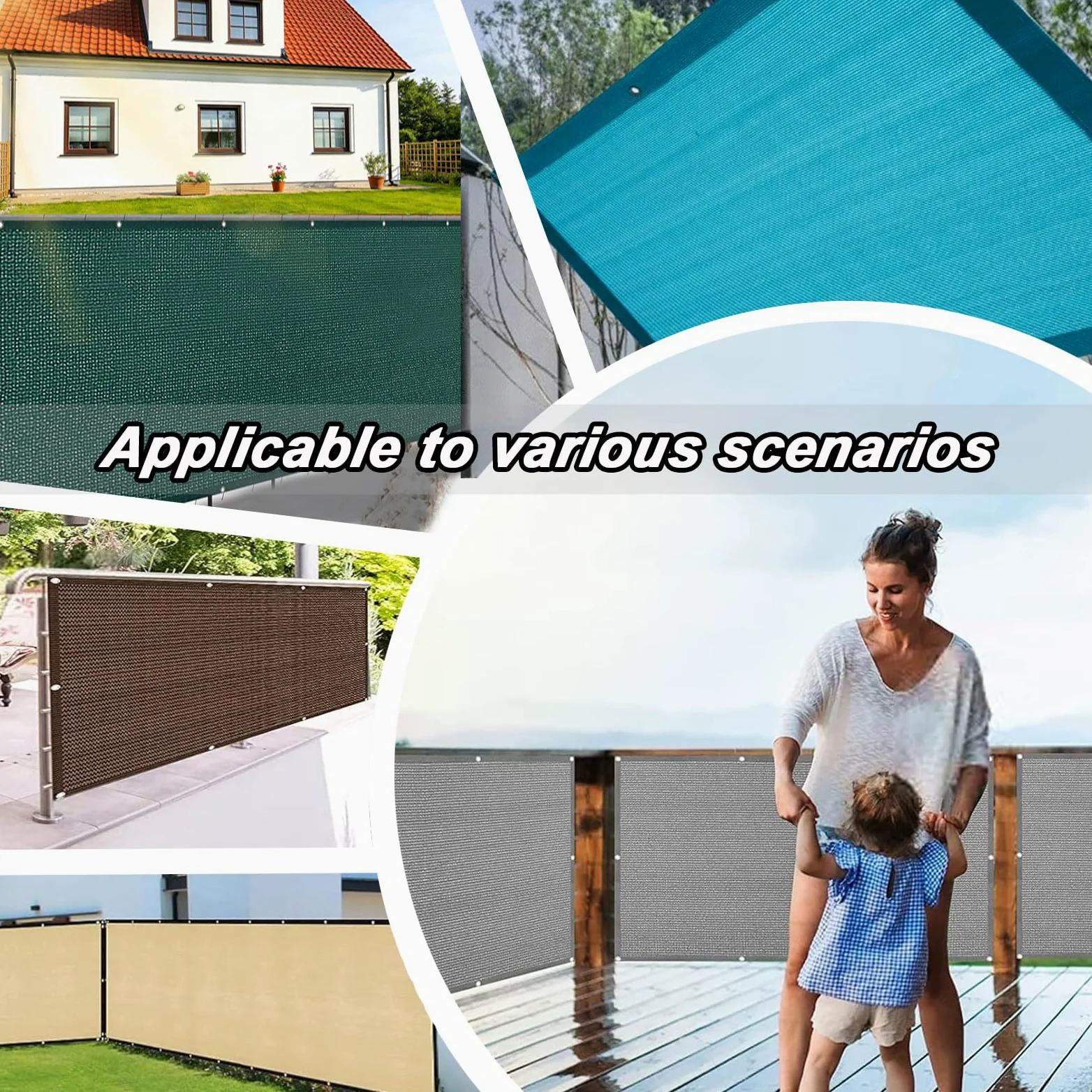 70 x 630 cm Telo antivento traspirante per balcone con occhielli e corda per giardino terrazzo grigio