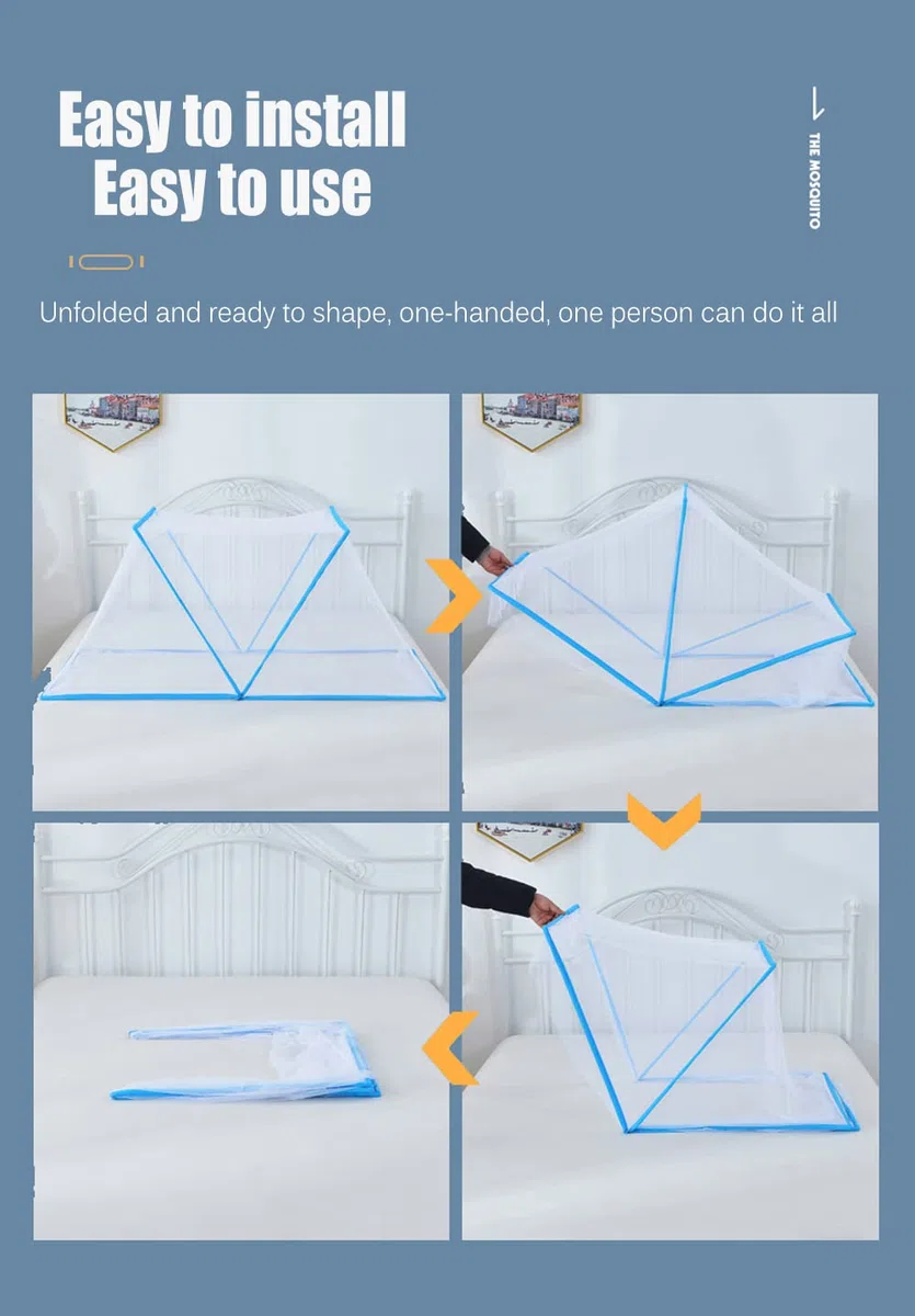 Zanzariera pieghevole portatile per letto a baldacchino da campeggio, portatile, da viaggio, per la casa, anti-zanzare, pieghevole, per bambini, adulti, senza fondo, per dormire, per esterni