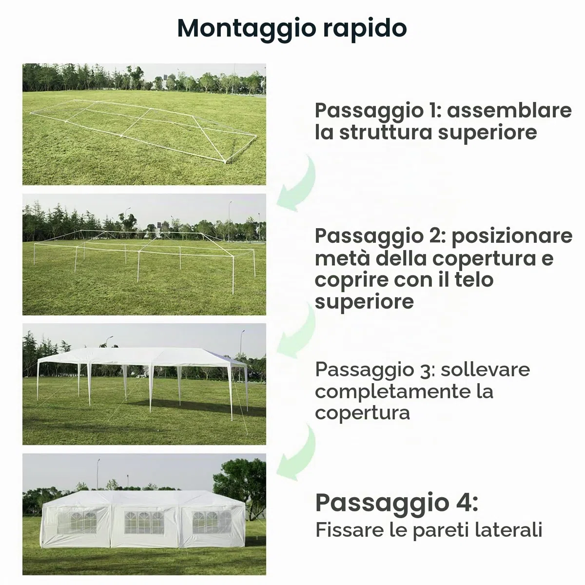KOMFOTTEU Gazebo da Giardino Pieghevole 3x9m 8 Pareti Protezione UV Bianco | Tenda da Birra per Feste e Matrimoni, con Struttura in Metallo