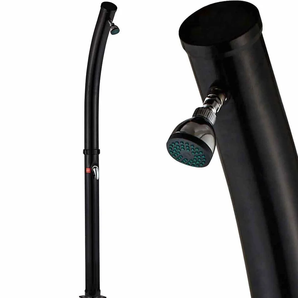 BAKAJI Doccia Solare per Giardino Piscina Esterno Campeggio Serbatoio 20Lt con Soffione Regolabile Miscelatore Acqua Calda Attacco Tubo da Giardino Dimensione 214 x 11,5 x 11,5 cm