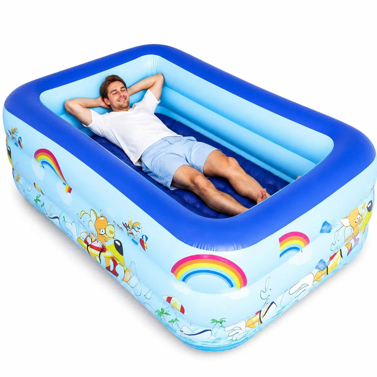 Grande piscina gonfiabile per adulti, 210x135x56 cm, piscina gonfiabile | Piscina Gonfiabile in PVC con Pompa, Sovradimensionata, Rinforzata e Resistente, per Esterno, Giardino, Cortile, Spiaggia