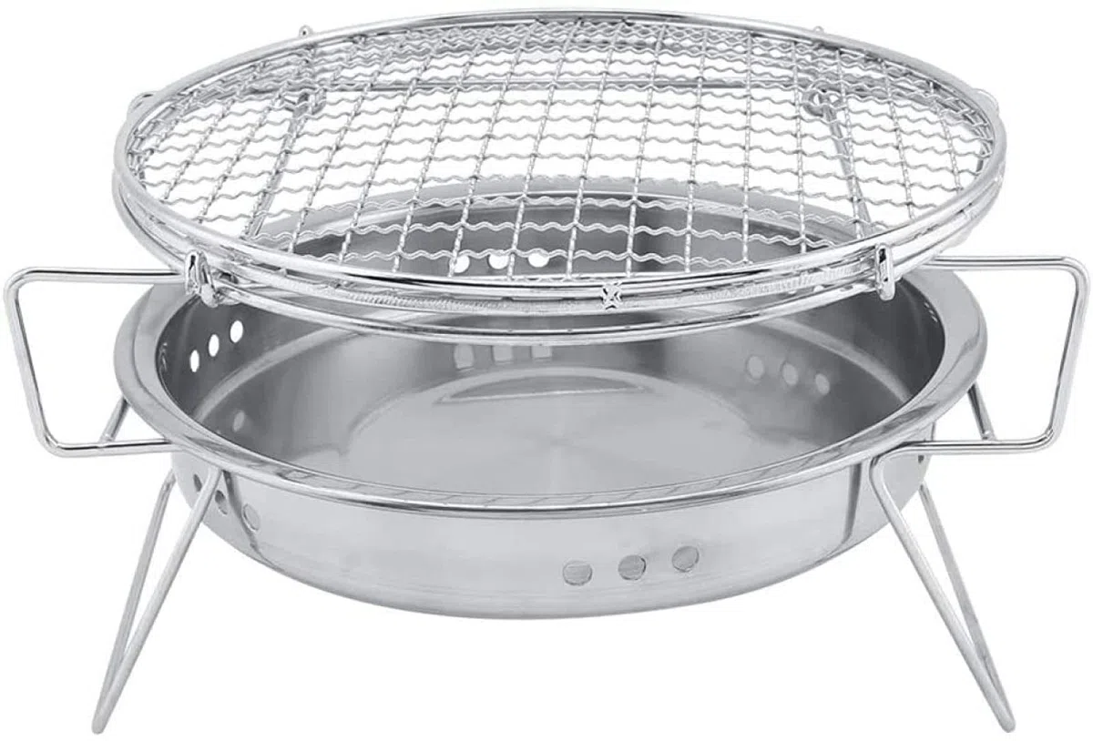 Griglia per Barbecue a Carbone Multifunzionale, Griglia per Barbecue Coreana per Uso Domestico, Fornello da Campeggio Portatile, Griglia affumicatrice da Tavolo, Acciaio Inox