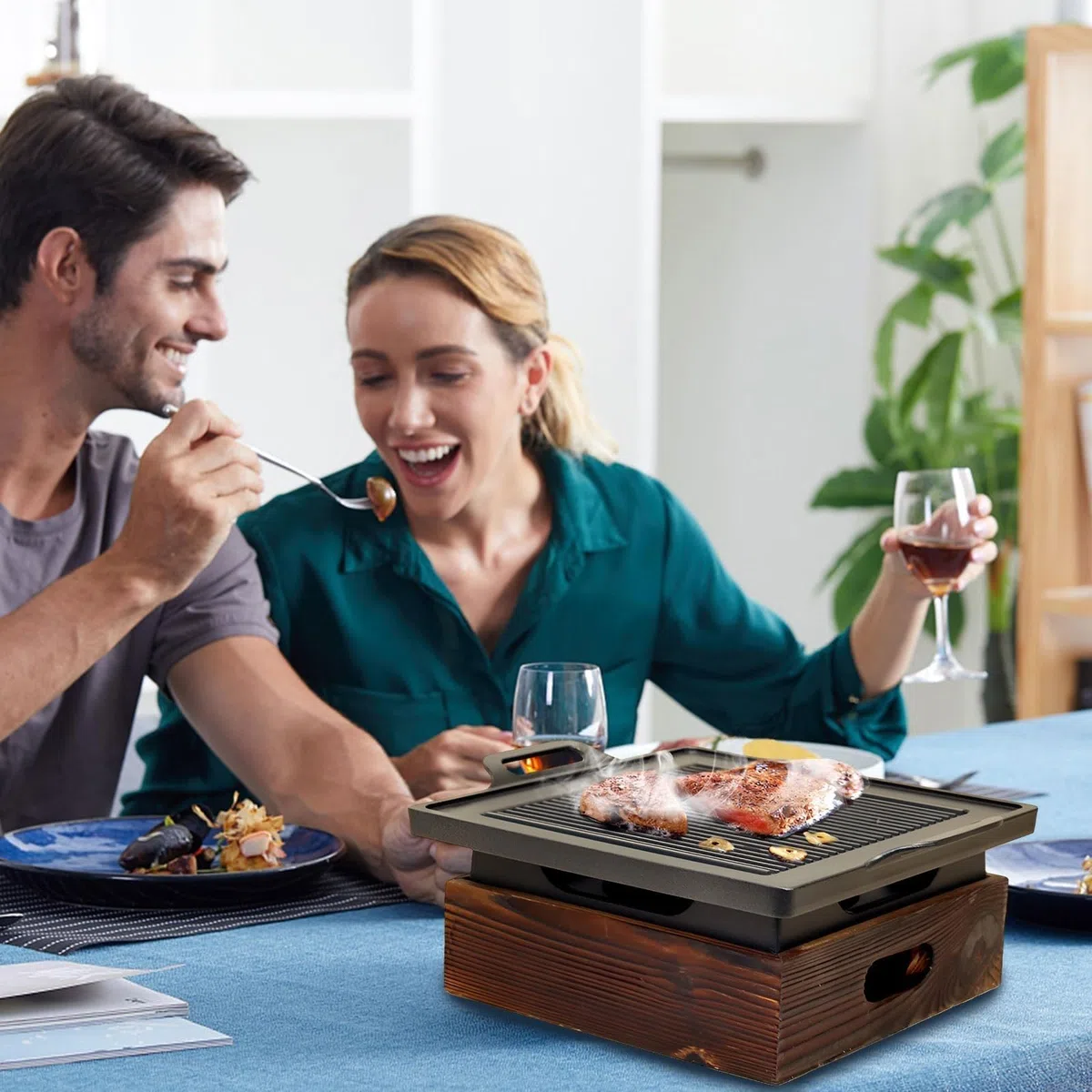 Griglia portatile a carbone giapponese, da tavolo, per campeggio, picnic, feste in giardino, cene in famiglia, barbecue al coperto per il tempo libero