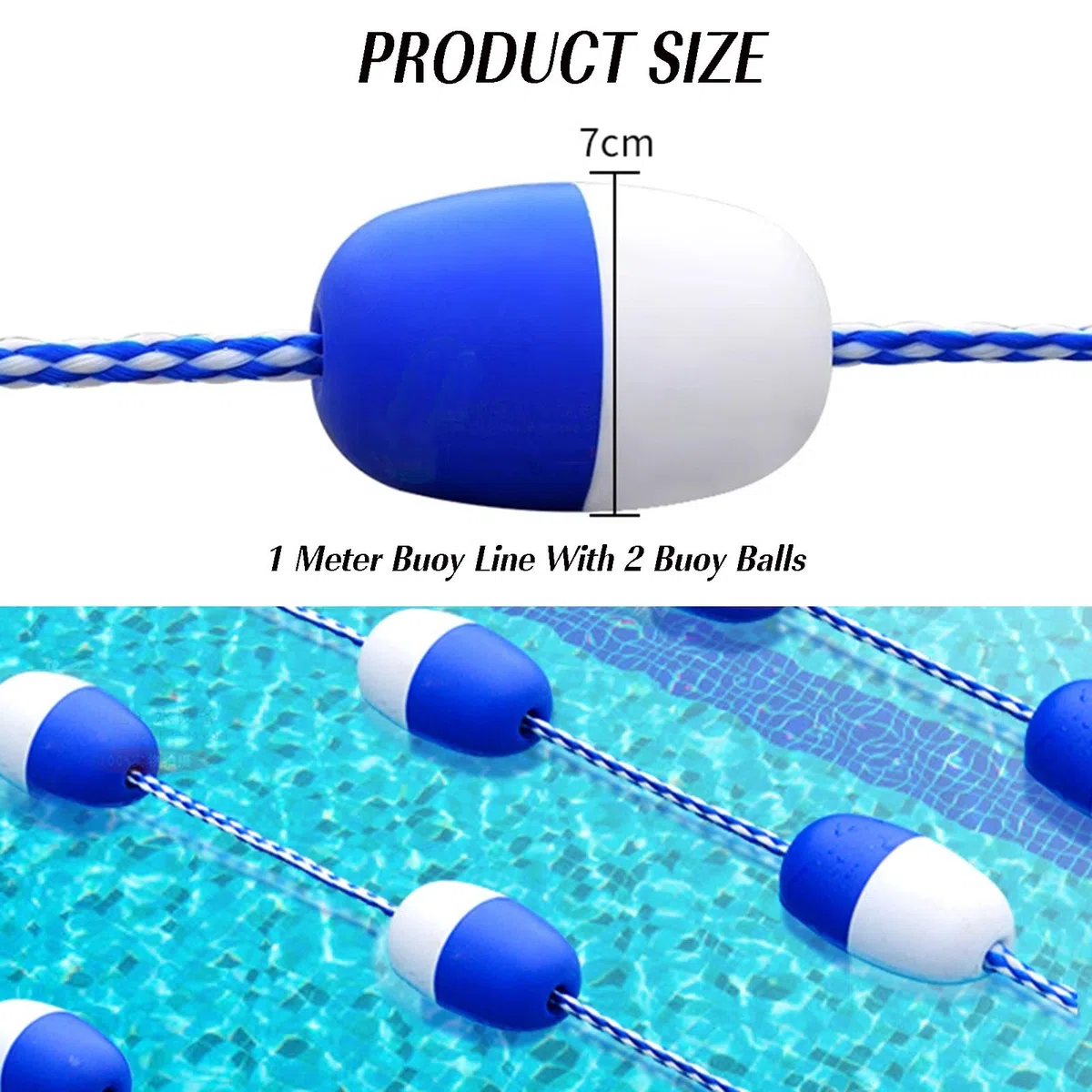 Corda divisoria for corsia della piscina, linea di segnalazione della | Resistente linea di boa galleggiante con moschettone for piscina pubblica di allenamento Hot Spring Lake Yacht Dock(15 meter)