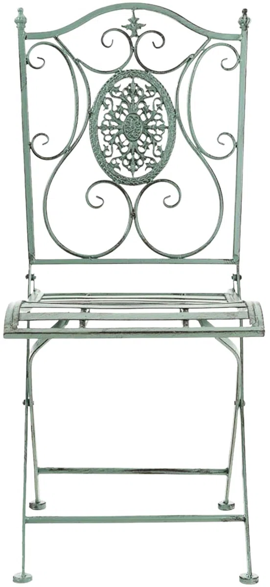 CLP Set di 2 sedie da giardino in ferro Sibell I Sedie pieghevoli con nobili ornamenti Colore:antico-verde