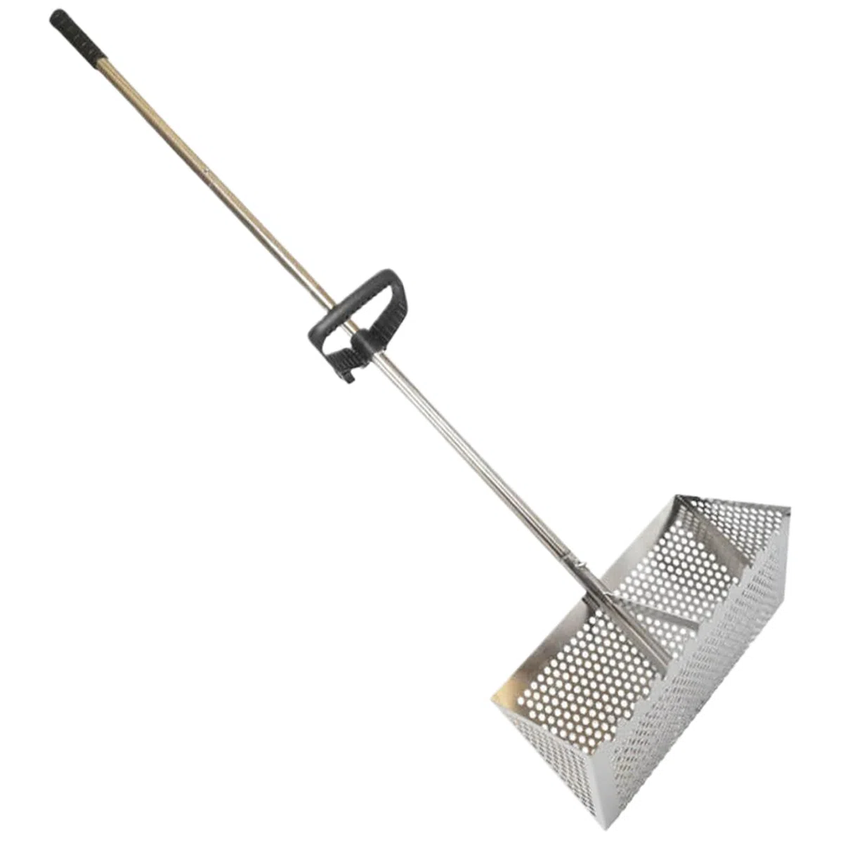e rastrello per pulci in acciaio inox da spiaggia e da giardino con denti da 15,8 pollici, cestino largo, manico lungo staccabile e rastrello per spiaggia e da giardino e rastrello per pulci per spi