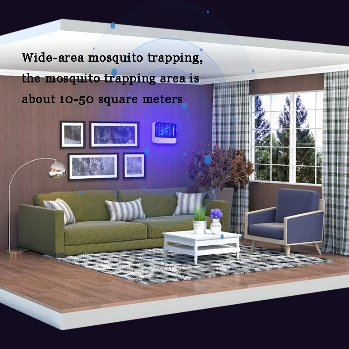 Bug Zapper, lampada portatile antizanzare, antizanzare elettrico montato a parete per interni/esterni, controllo fisico silenzioso delle zanzare