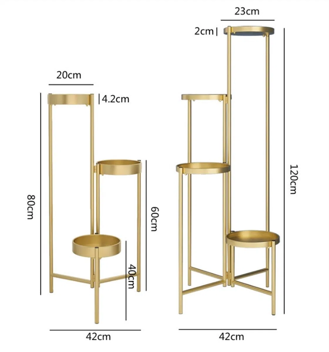 Portavaso in Metallo per Piante, per Interni ed Esterni, Nero, Alto 80 cm, Elegante scaffale Decorativo per casa o Giardino.