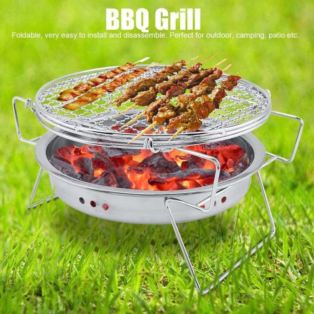 Griglia per Barbecue a Carbone Multifunzionale, Griglia per Barbecue Coreana per Uso Domestico, Fornello da Campeggio Portatile, Griglia affumicatrice da Tavolo, Acciaio Inox