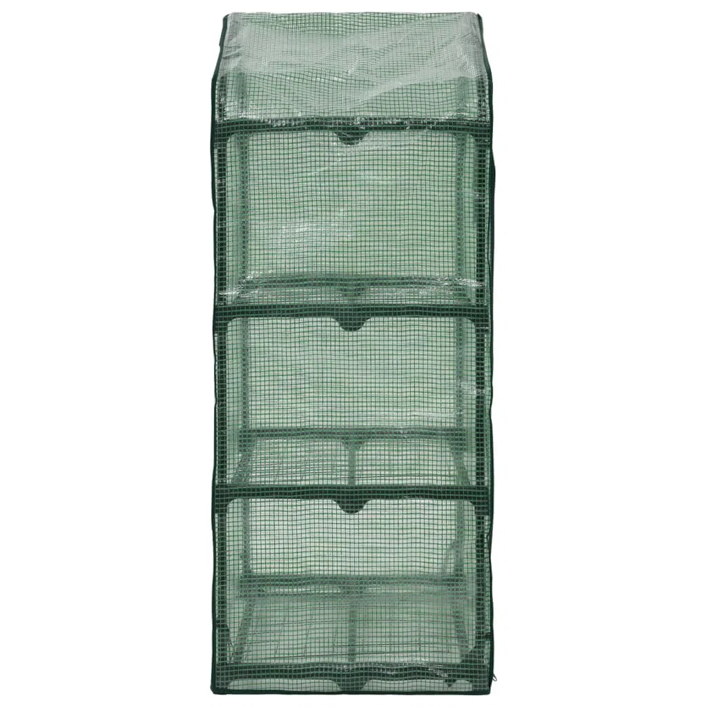 Mini serra a 3 livelli 69 x 49 x 125 cm in acciaio verniciato a polvere e polietilene con porta arrotolabile, ideale per giardinieri amatoriali, piante, verdure, erbe, fiori, serra, balcone