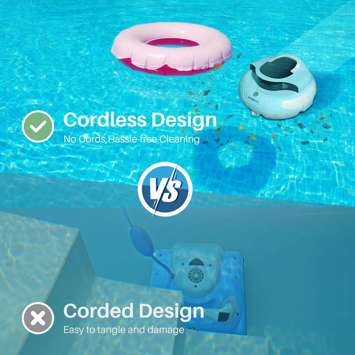 AquaGuard SE III - Robot pulitore per piscine senza fili, con doppio motore da 30 W, parcheggio, ideale per piscine fino a 120 metri, autonomia di 120 minuti, robot aspirapolvere per piscina