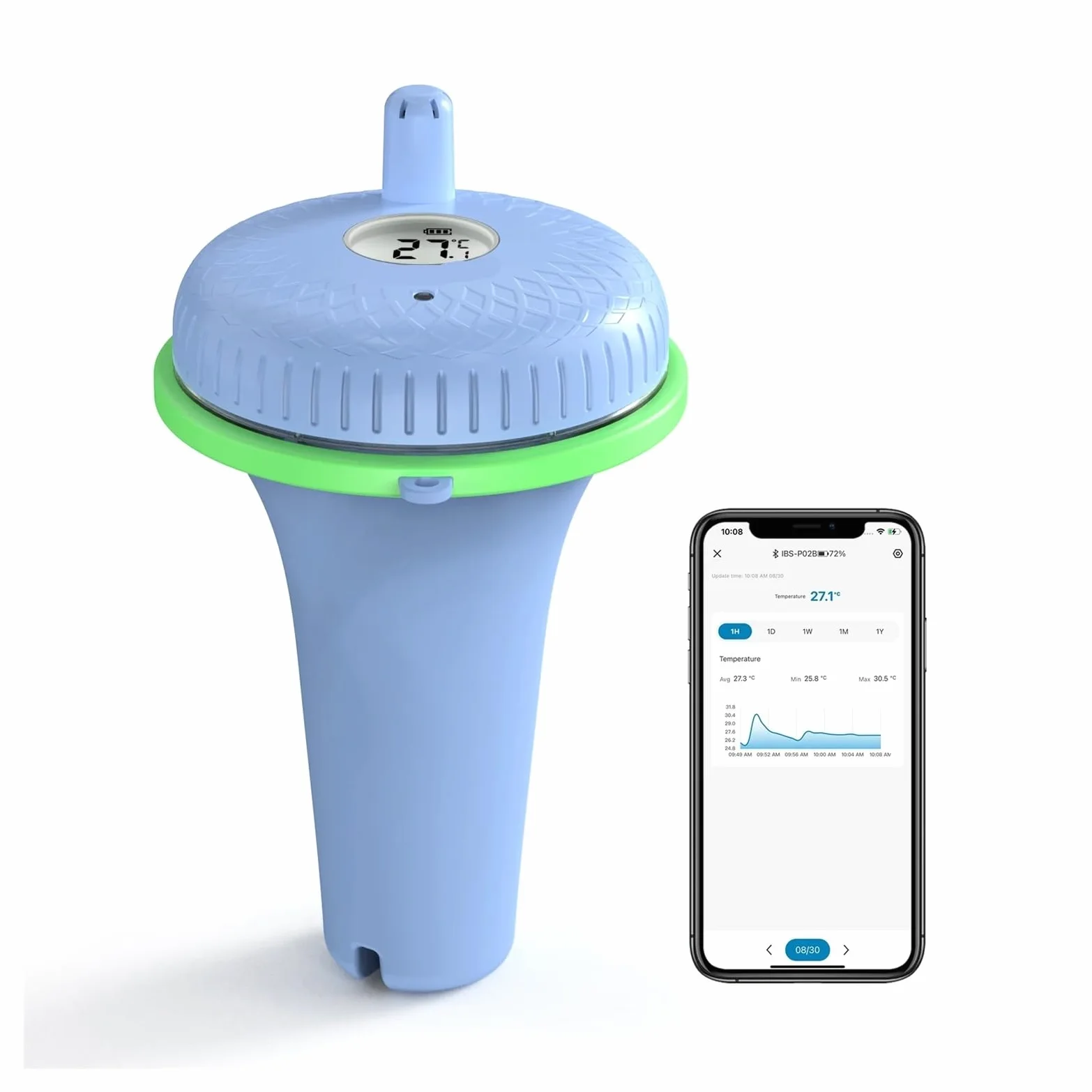 Termometro Bluetooth for Piscina, termometro Galleggiante Intelligente for Interni ed Esterni, for Piscina, vasche da Bagno, laghetti for Pesci, sorgenti termali