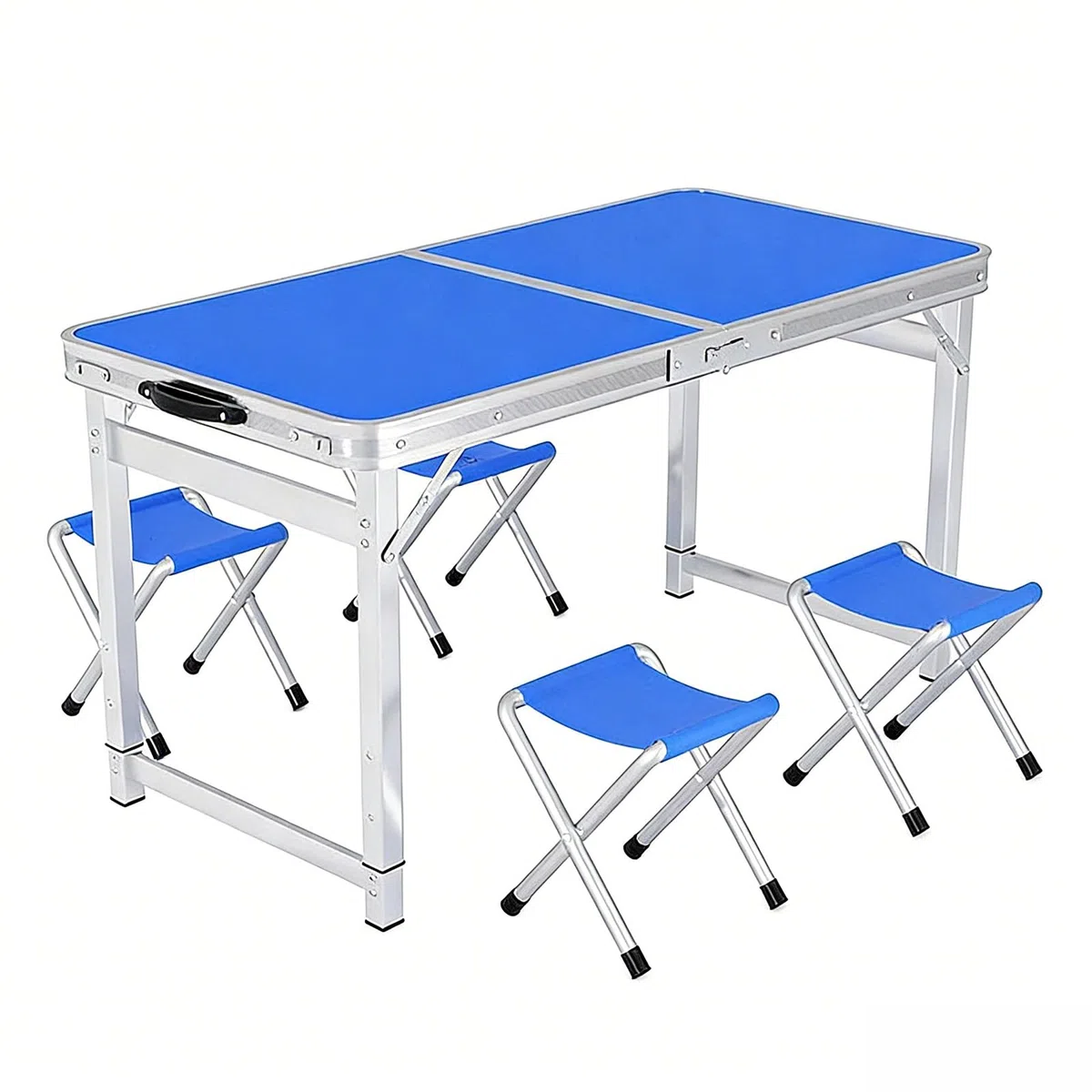 Tavolo Campeggio Pieghevole in Alluminio e MDF, Tavolo da Picnic con 3 Altezze Regolabili Tavolino Portatile per Spiaggia, Balcone, Giardino