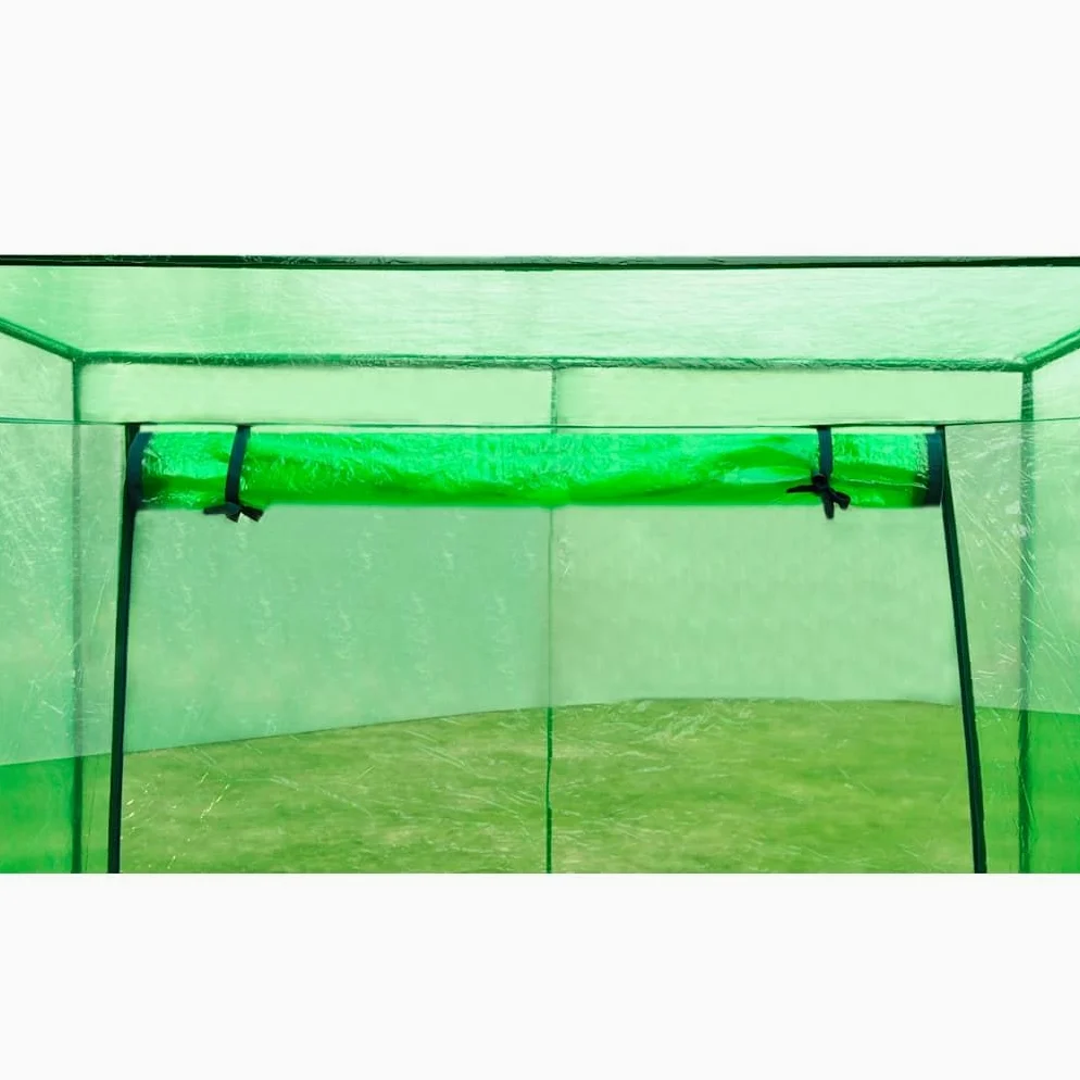 Serra con telaio in acciaio PVC, copertura antistrappo verde, 170 x 80 x 200 cm, porta arrotolabile, per pomodori, serra, aiuola, balcone, terrazza, piante, protezione antigelo, cura del
