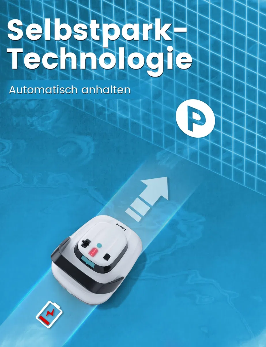 Robot da piscina, a batteria, senza fili, per piscina fuori terra | 90 minuti di autonomia, pulizia automatica, funzione autoparcheggio per piscina fuori terra