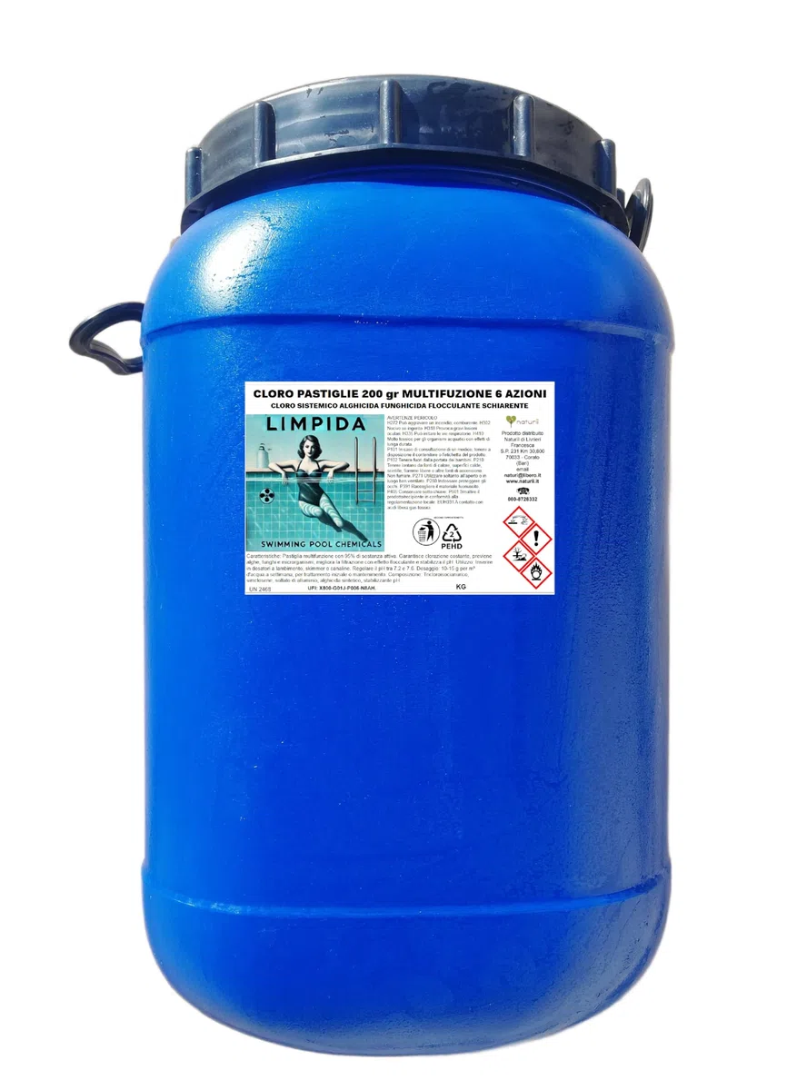 kg 25 Limpida Cloro Multifunzione 6 Azioni,pastiglie da 200 gr