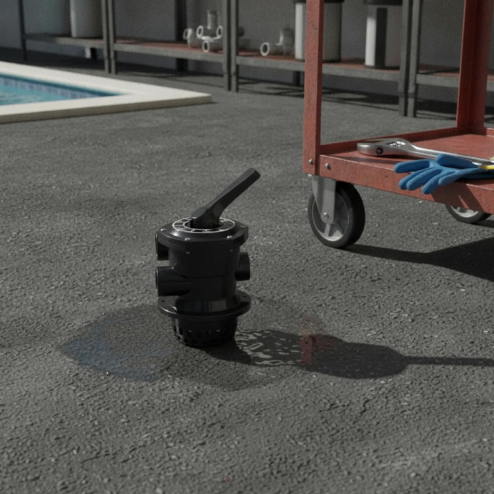 Valvola Selettrice con Manometro Flangiata Valvola a Sei Vie a più Vie per Piscina, Bianco, 1.5 Pollici