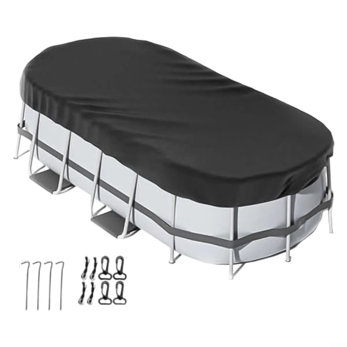 Copertura rotonda per piscina, ovale, con accessori per piscine fuori terra, resistente alle intemperie, impermeabile, antimacchia, per protezione dalle foglie