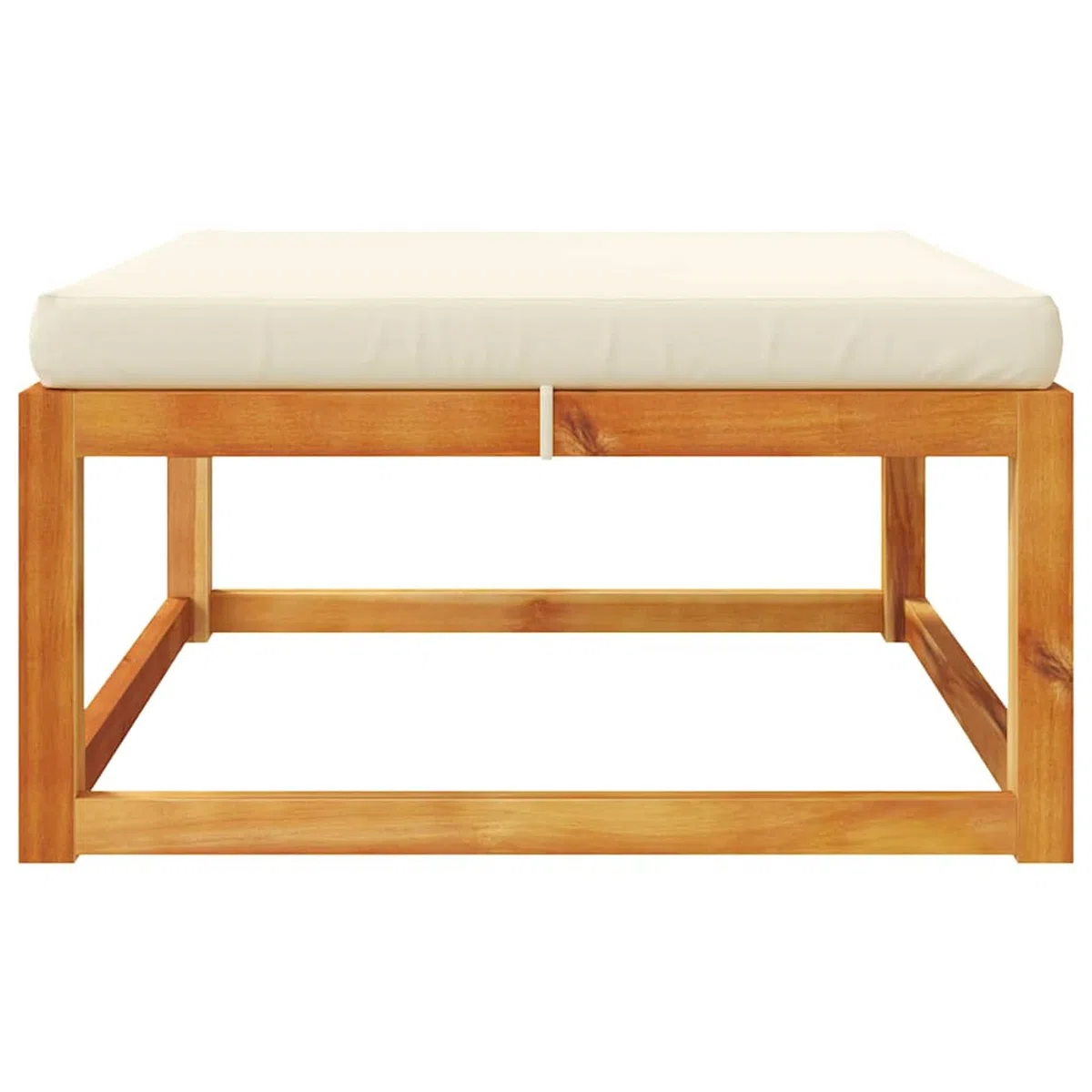 Sgabello da giardino con cuscino, 65 x 65 x 29 cm, legno massiccio di acacia, bianco crema, resistente alle intemperie e impilabile, per terrazza, giardino, balcone e interni