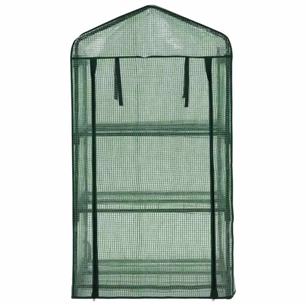 Mini serra a 3 livelli 69 x 49 x 125 cm in acciaio verniciato a polvere e polietilene con porta arrotolabile, ideale per giardinieri amatoriali, piante, verdure, erbe, fiori, serra, balcone