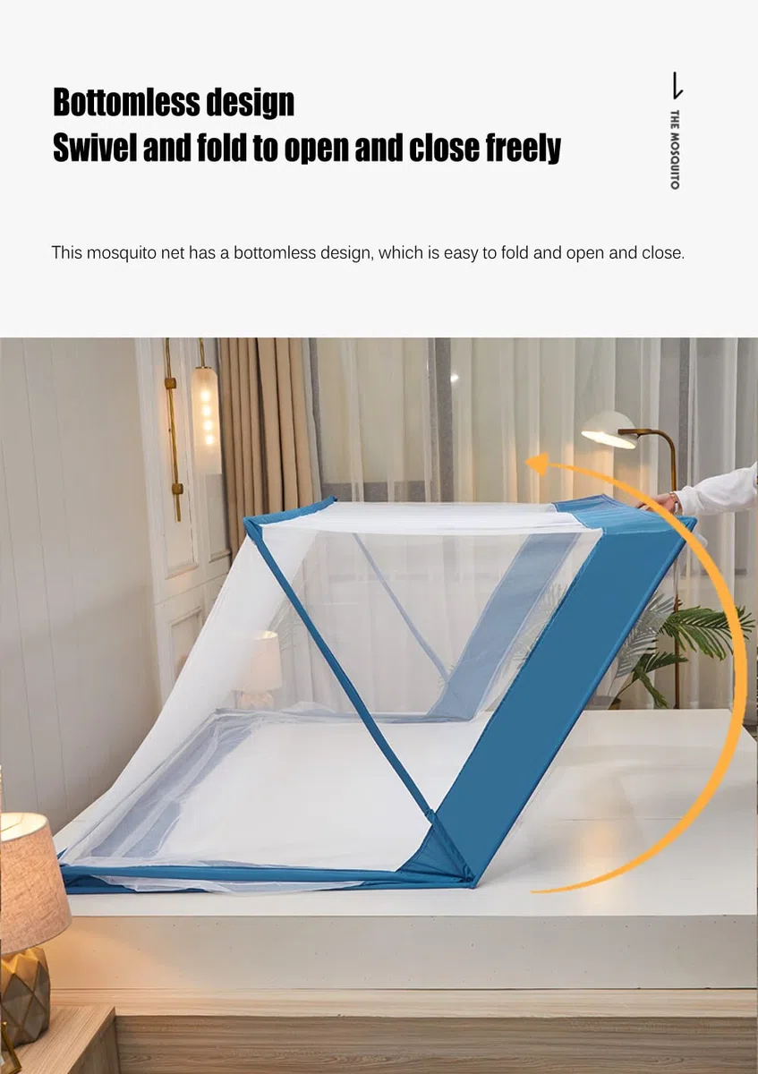 Zanzariera pieghevole portatile per letto a baldacchino da campeggio, portatile, da viaggio, per la casa, anti-zanzare, pieghevole, per bambini, adulti, senza fondo, per dormire, per esterni