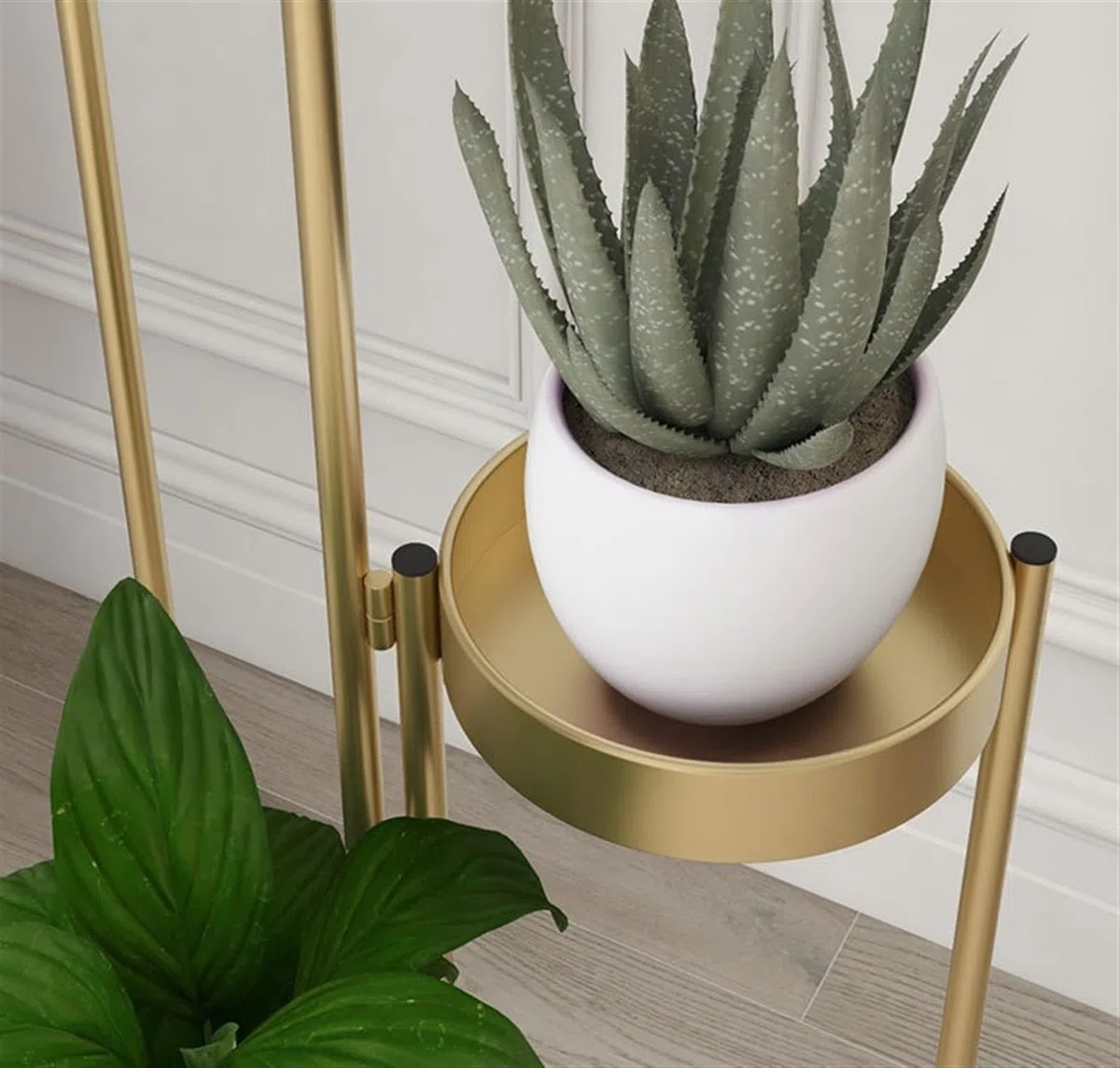 Portavaso in Metallo per Piante, per Interni ed Esterni, Nero, Alto 80 cm, Elegante scaffale Decorativo per casa o Giardino.